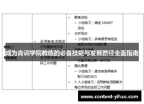 成为青训学院教练的必备技能与发展路径全面指南